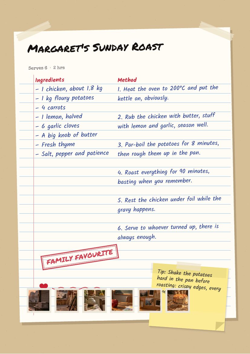 My Edition One recipe page